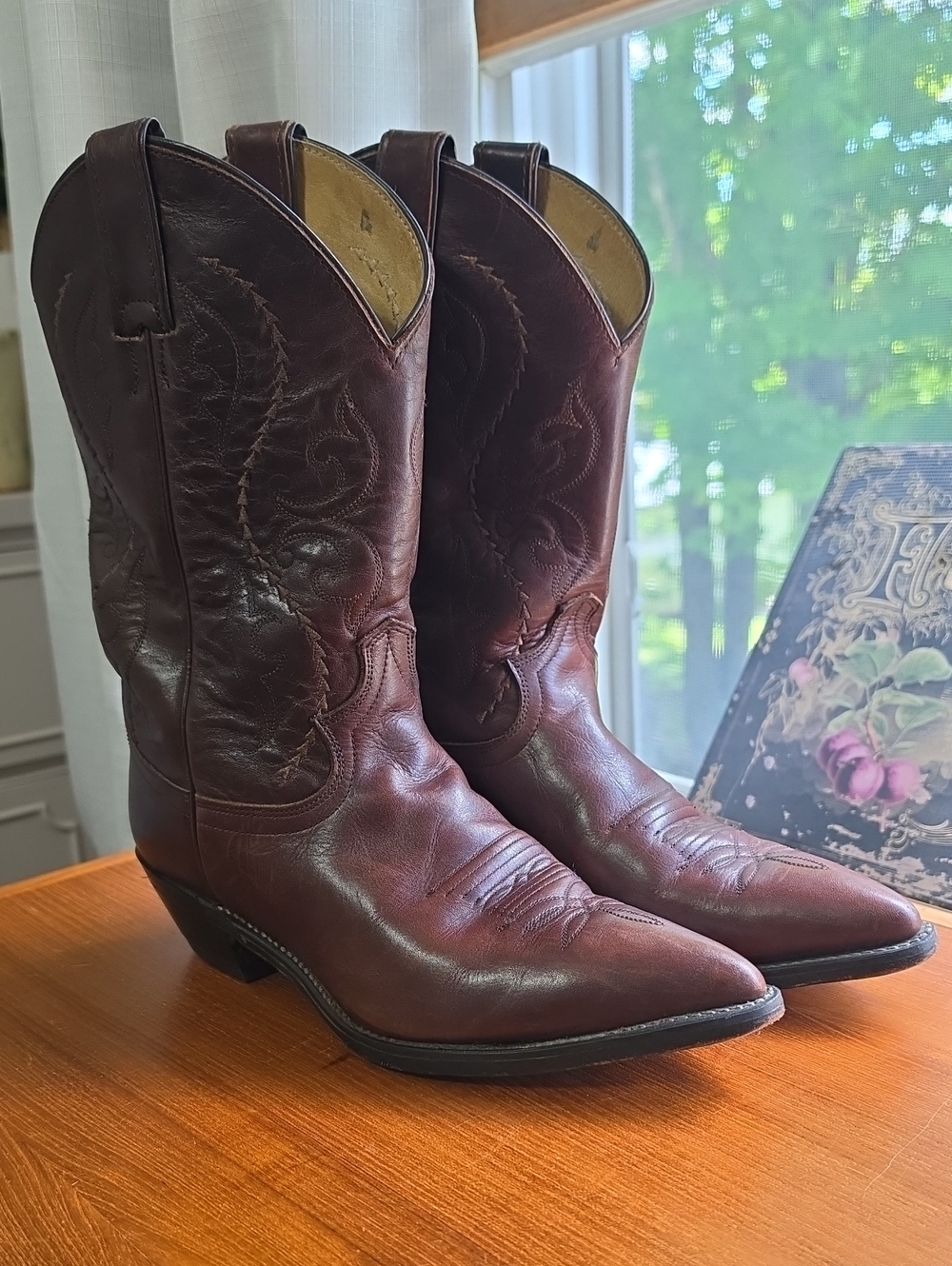 Dark Brown Leather Western Cowboy Boots